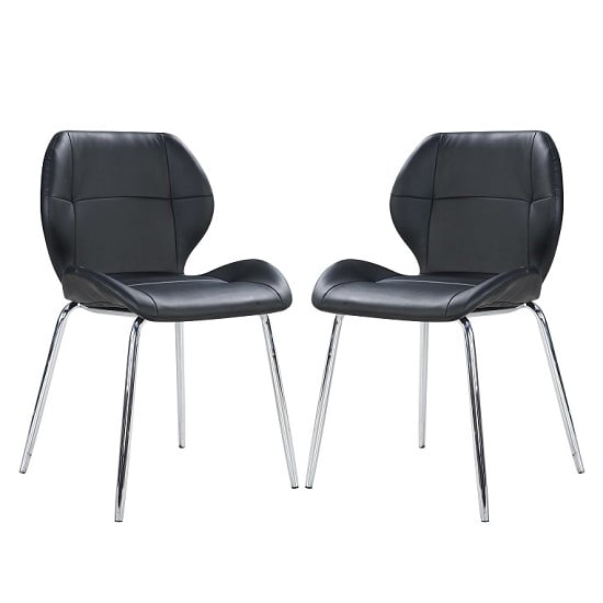 Darcy Black Faux Leather Dining Chairs In A Pair