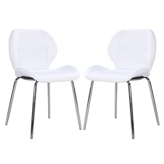 Darcy Dining Chair In White Faux Leather in A Pair