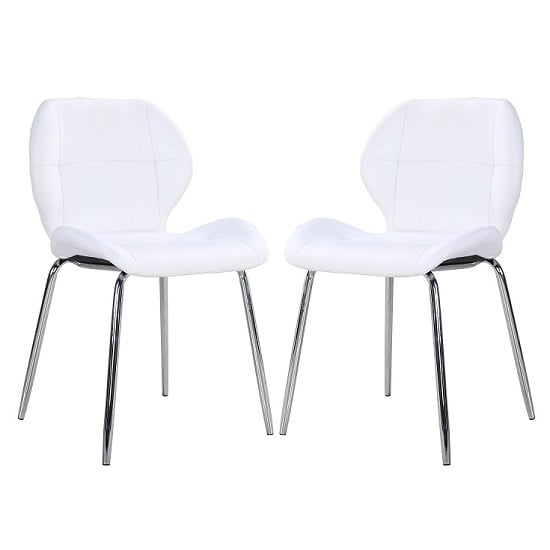 Darcy White Faux Leather Dining Chairs In A Pair