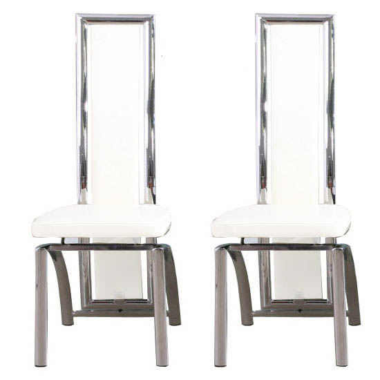 Chicago White Faux Leather Dining Chairs In Pair