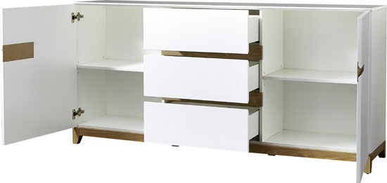 Riva Sideboard In White Gloss With 3 Drawers And 2 Doors