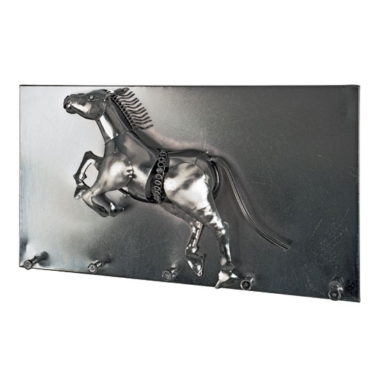 Horse Wall Mounted Coat Rack In Black Nickel With 5 Hooks