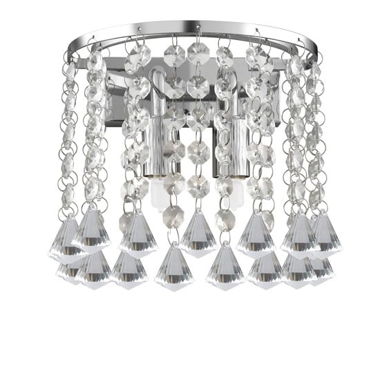 Hanna 2 Lamp Wall Light Finished In Chrome With Crystal Buttons