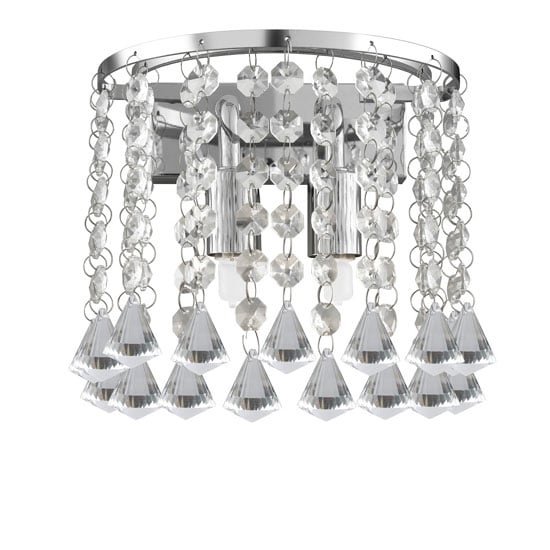 Photo of Hanna 2 lamp wall light finished in chrome with crystal buttons