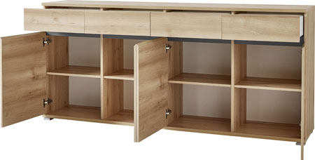 Lissabon Sideboard In Nobel Beech With 4 Drawers And 4 Doors