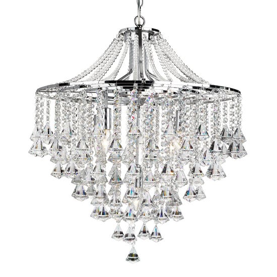 Photo of Dorchester 5 lamp chrome ceiling light with crystal buttons