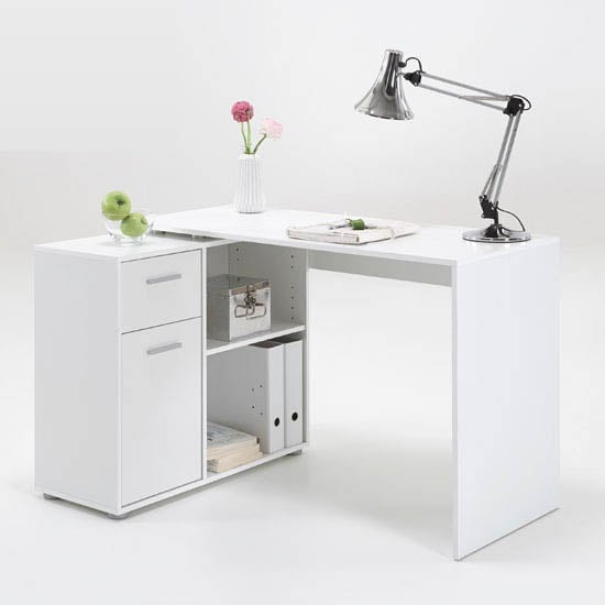 Read more about Albea corner wooden computer desk in white