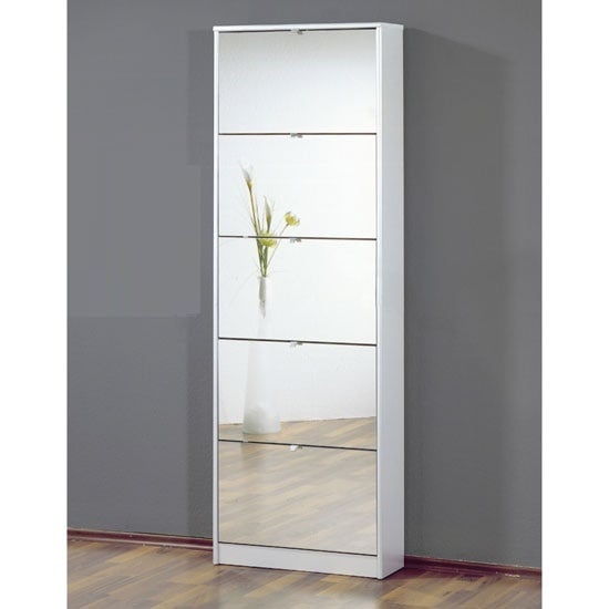 3614 84 mirrored white shoe cabinet - Organize Your Shoe Storage For Hallways