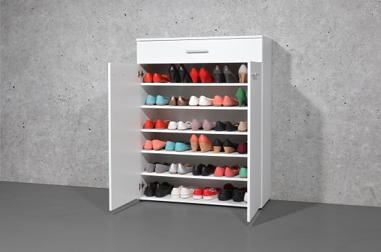 Stewart Shoe Storage Cabinet In White With 2 Doors