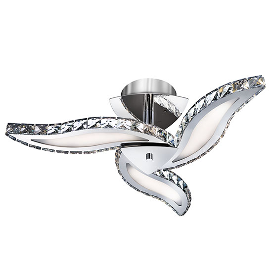 Zinnia 3 Light LED Semi Flush Ceiling Light Polished Chrome