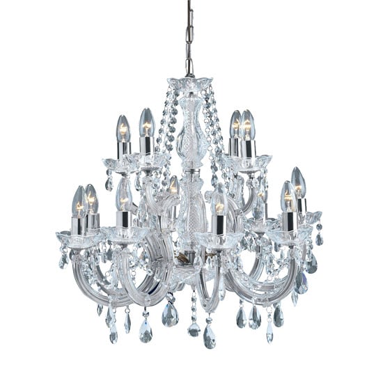 Marie Therese 12 Lamp Chrome Crystal Chandelier Ceiling Light