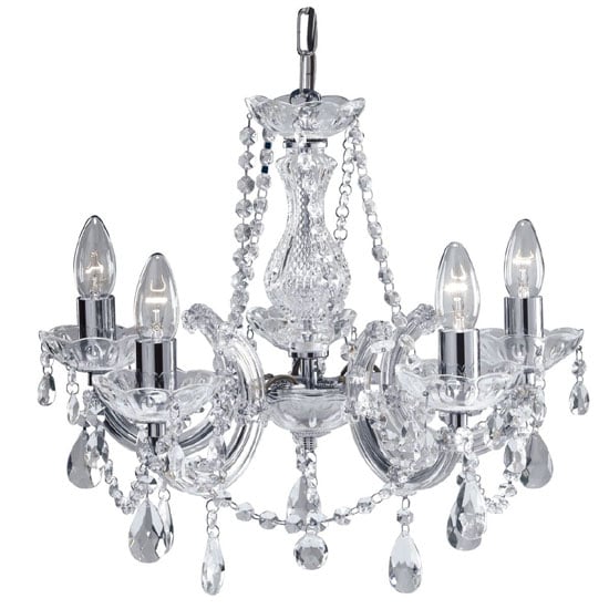 Product photograph of Marie Therese 5 Light Chrome Crystal Chandelier Ceiling Light from Furniture in Fashion