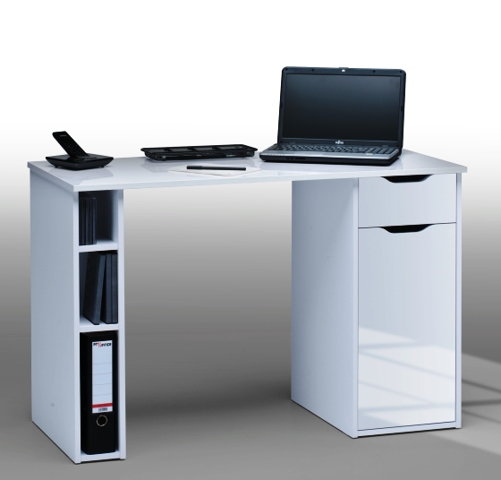 Medera Computer Work Station In White Wood And Gloss