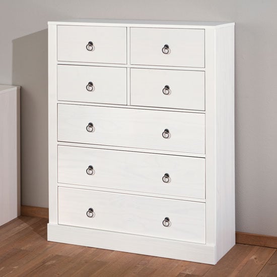 Stanley Chest Of Drawers In White With 7 Drawers Furniture in Fashion