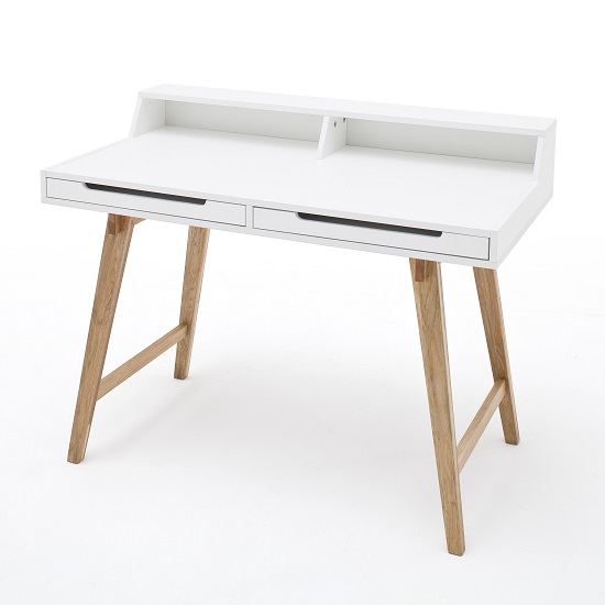 Coupar Laptop Desk In Matt White With Solid Beech Legs Coupar Laptop Desk In Matt White With Solid Beech Legs 4