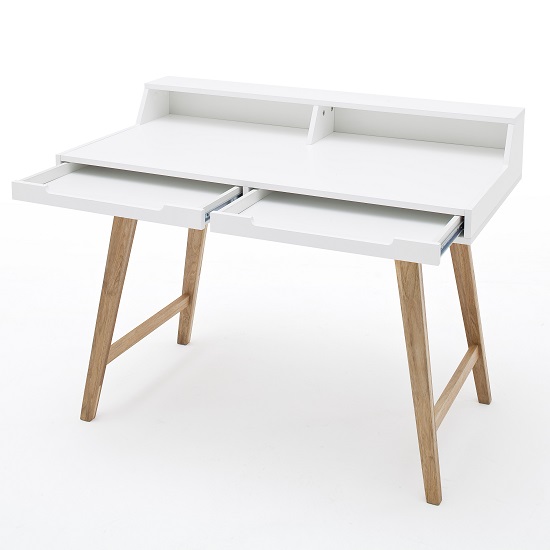 Coupar Laptop Desk In Matt White With Solid Beech Legs Coupar Laptop Desk In Matt White With Solid Beech Legs 5