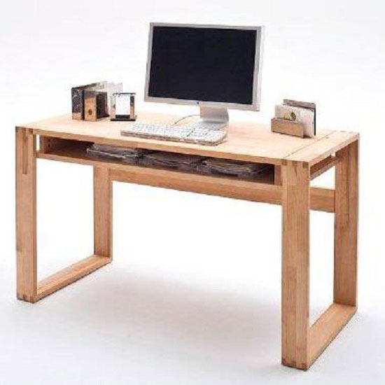 Read more about Jasmin solid core beech computer desk with 1 shelf