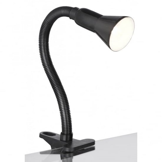 Photo of Desk partner single light black desk table lamp with flexi clip