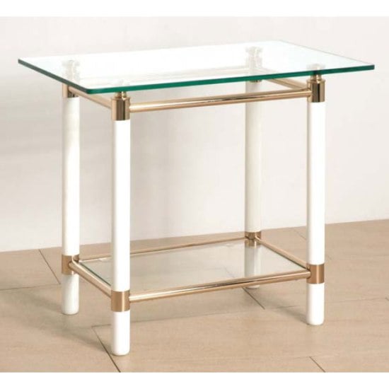 Palaccio Gold Plated Gloss White Occasional Tables