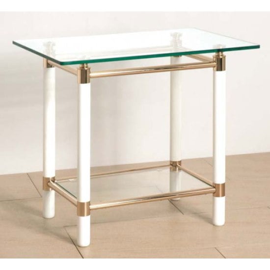 Product photograph of Palaccio Gold Plated Gloss White Occasional Tables from Furniture in Fashion