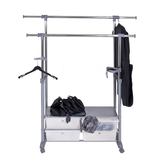 Read more about Thomas 2 double clothes rack railing with 4 plastic drawer