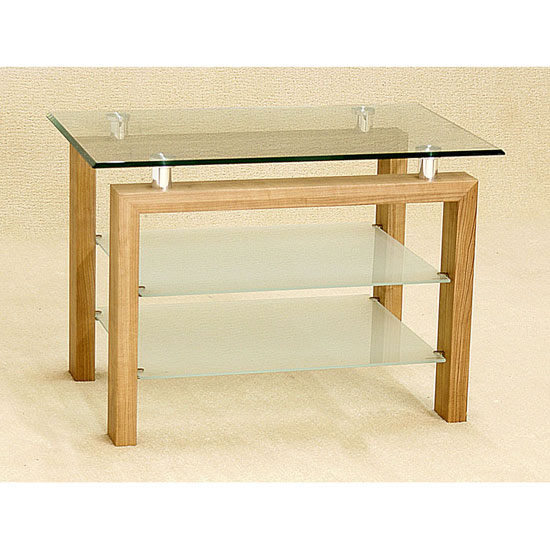 Product photograph of Adsila Clear Glass Tv Unit With Frosted Undershelf from Furniture in Fashion