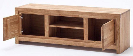 Santos LCD TV Stand In Solid Knotty Oak With 2 Doors