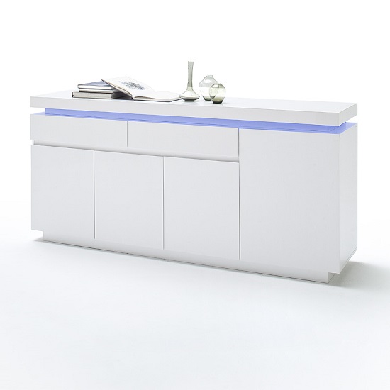 Read more about Odessa large sideboard 2 drawer 4 door high gloss white with led