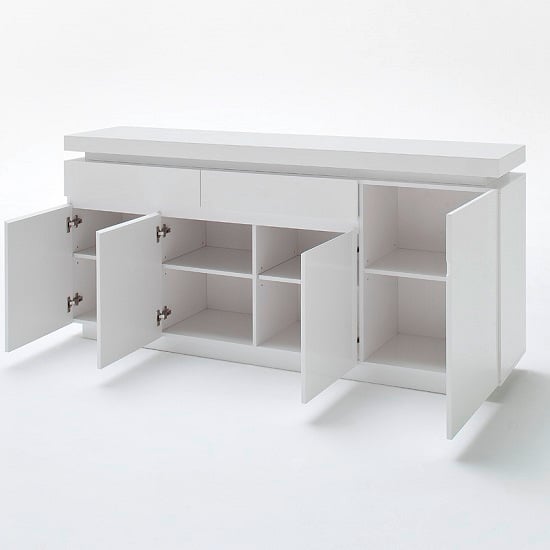 Odessa Large Sideboard 2 Drawer 4 Door High Gloss White With LED_3