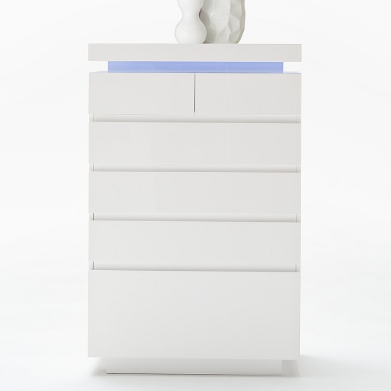 Odessa Sideboard Chest of Drawers in High Gloss White With LED_3
