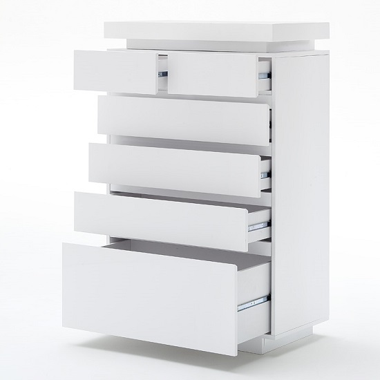 Odessa Sideboard Chest of Drawers in High Gloss White With LED_4