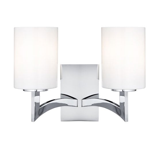 Read more about Gina 2 lamp chrome wall light with opal glass cylinder shades