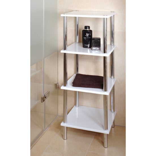 Product photograph of 4 Tier High Gloss White Display Stand from Furniture in Fashion