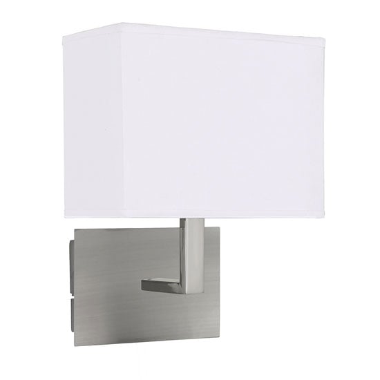 Read more about Satin silver wall light with white rectangular fabric shade