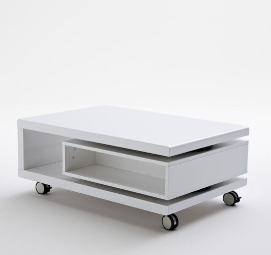 Photo of Angela coffee table high gloss white with pull out drawer