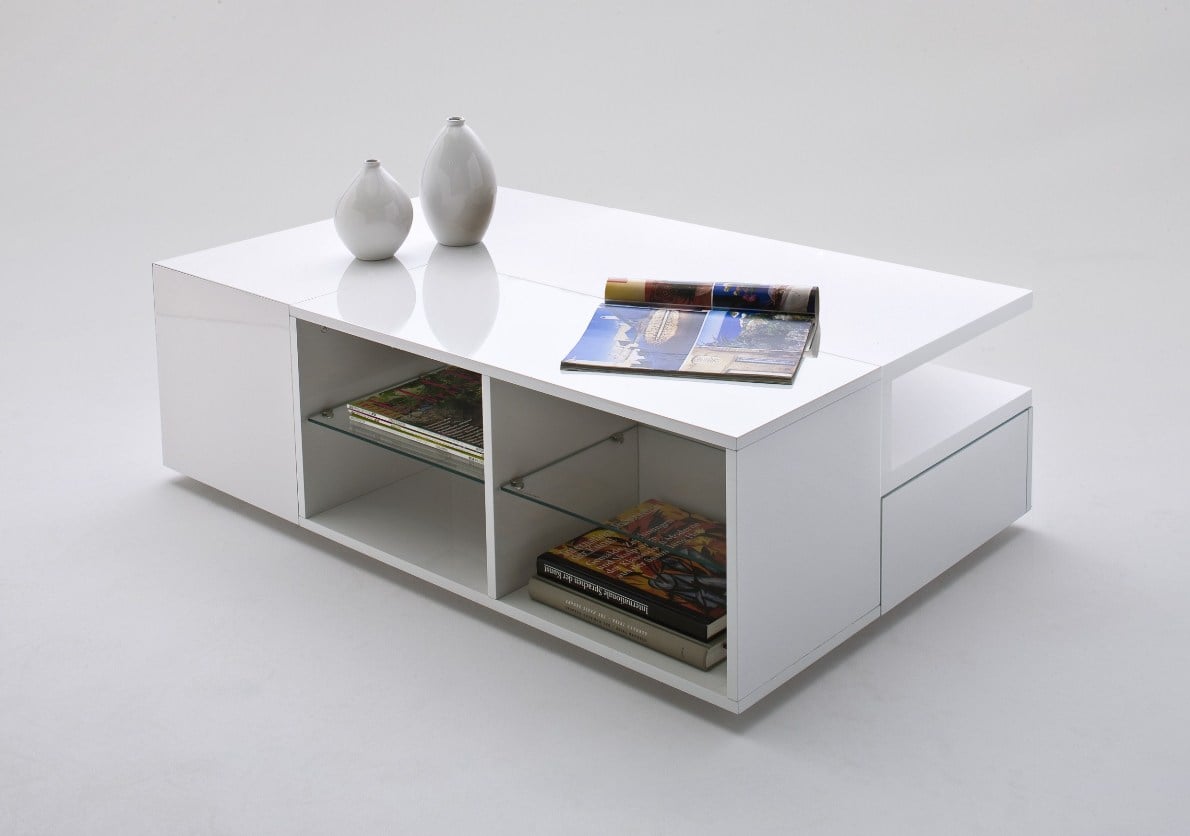 Davos Coffee Table High Gloss White With Multi Storage Function