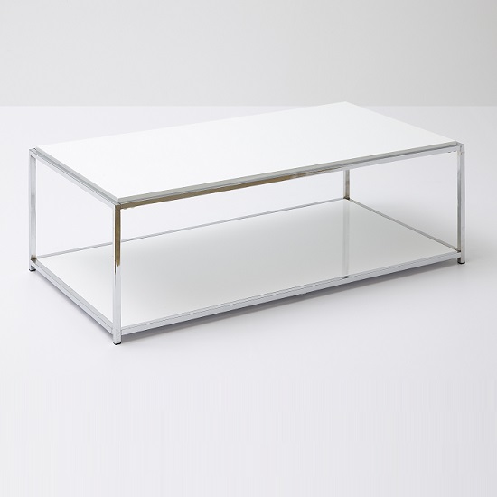 Isabel Coffee Table Rectangular In White Gloss With Chrome Isabel Coffee Table Rectangular In White Gloss With Chrome Frame