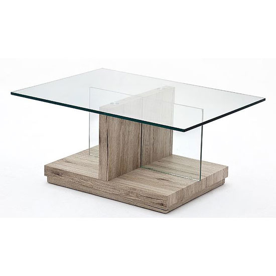 Read more about Lina glass coffee table with oak base