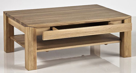 Messina Coffee Table In Bianco Oak With Undershelf And Drawer