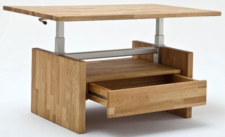 Titus Coffee Table In Knotty Oak With Lift Function And 1 Drawer