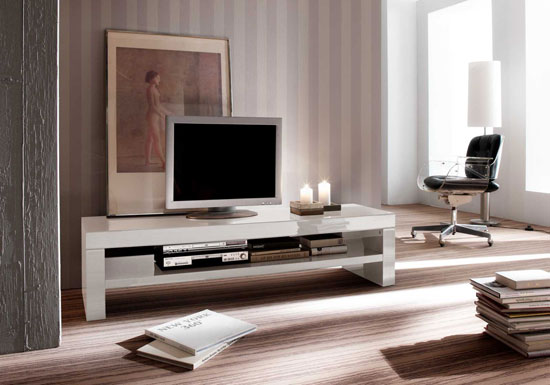 Gina Lowboard LCD TV Stand In White High Gloss