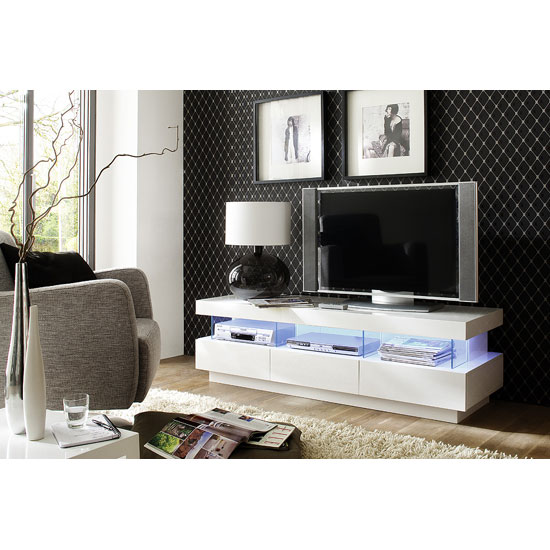 Laurisso High Gloss Lowboard Tv Unit With Multi Lights