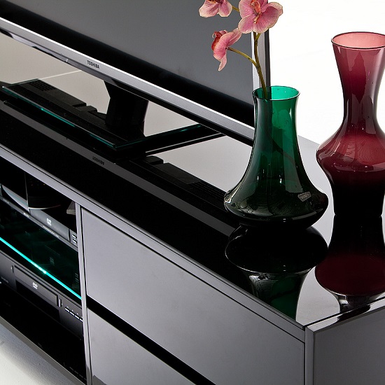 Sienna High Gloss TV Stand In Black With Multi LED Lighting_6