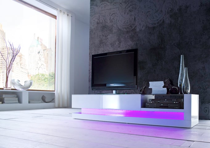 Twist High Gloss Plasma Tv Cabinet With Multi Led Lights