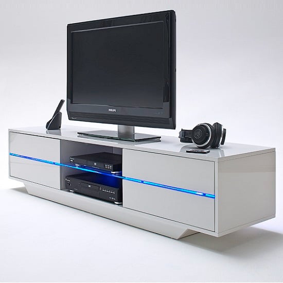 Sienna TV Stand Unit In High Gloss With Multi Led Lights