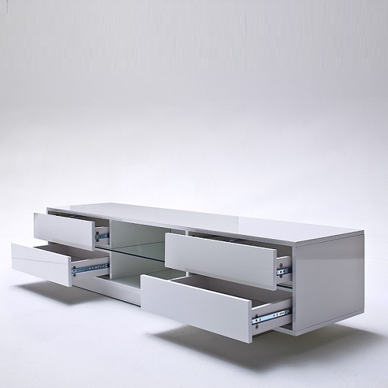 Sienna High Gloss TV Stand In White With Multi LED Lighting