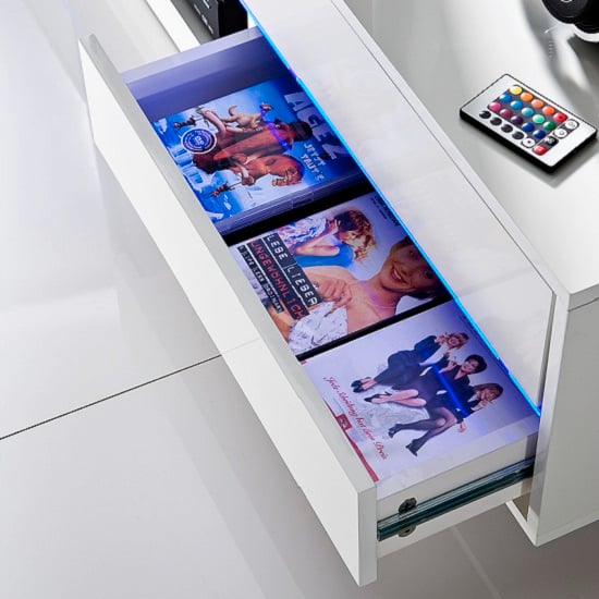 Sienna High Gloss TV Stand In White With Multi LED Lighting Furniture