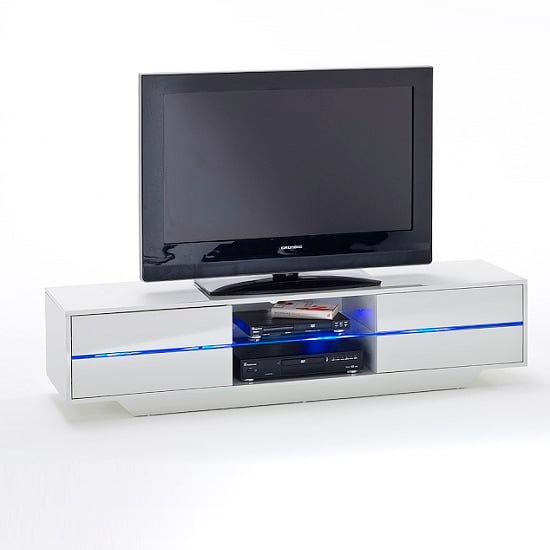 Sienna High Gloss TV Stand In White With Multi LED Lighting Furniture
