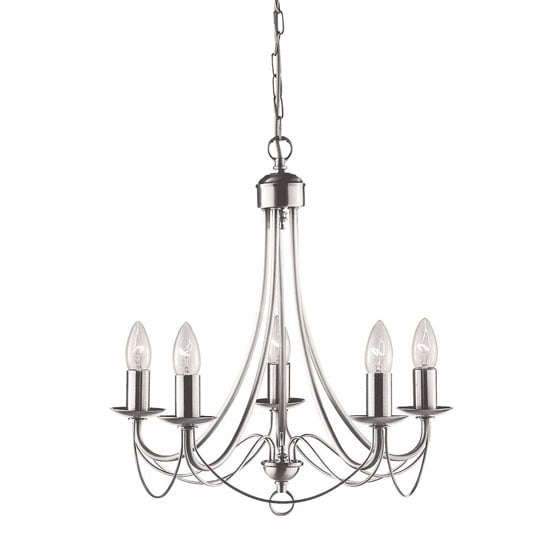 Product photograph of Maypole 5 Lamp Classically Styled Satin Silver Ceiling Light from Furniture in Fashion