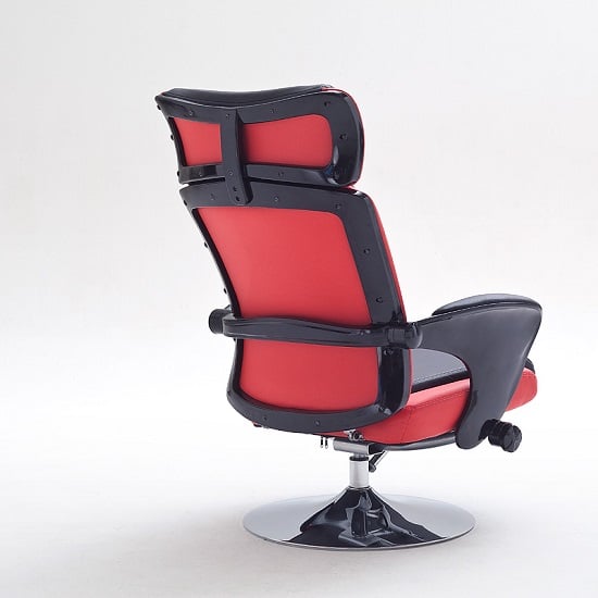 Liam Reclining Chair In Black And Red Faux Leather With Stool_5